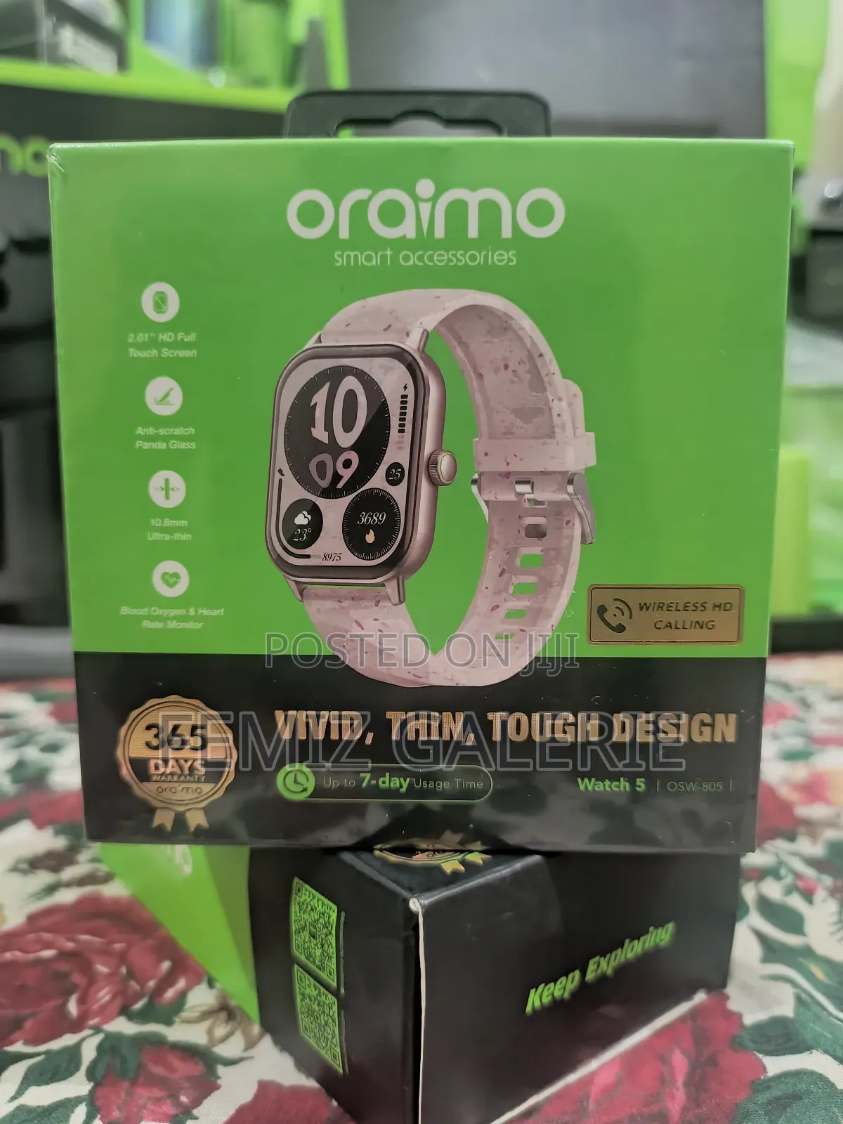 Oraimo Watch 5 2.01" Hd Panda Glass 1atm Smart Watch - Berry Pink