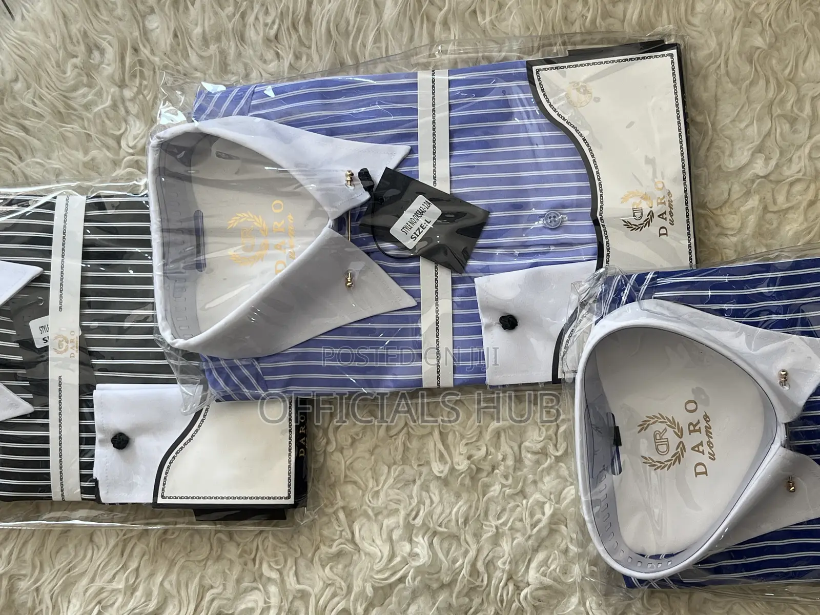 Men Deep and Light Blue Striped Long Sleeve Shirt