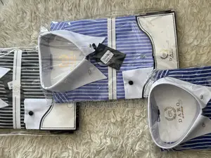 Men Deep and Light Blue Striped Long Sleeve Shirt