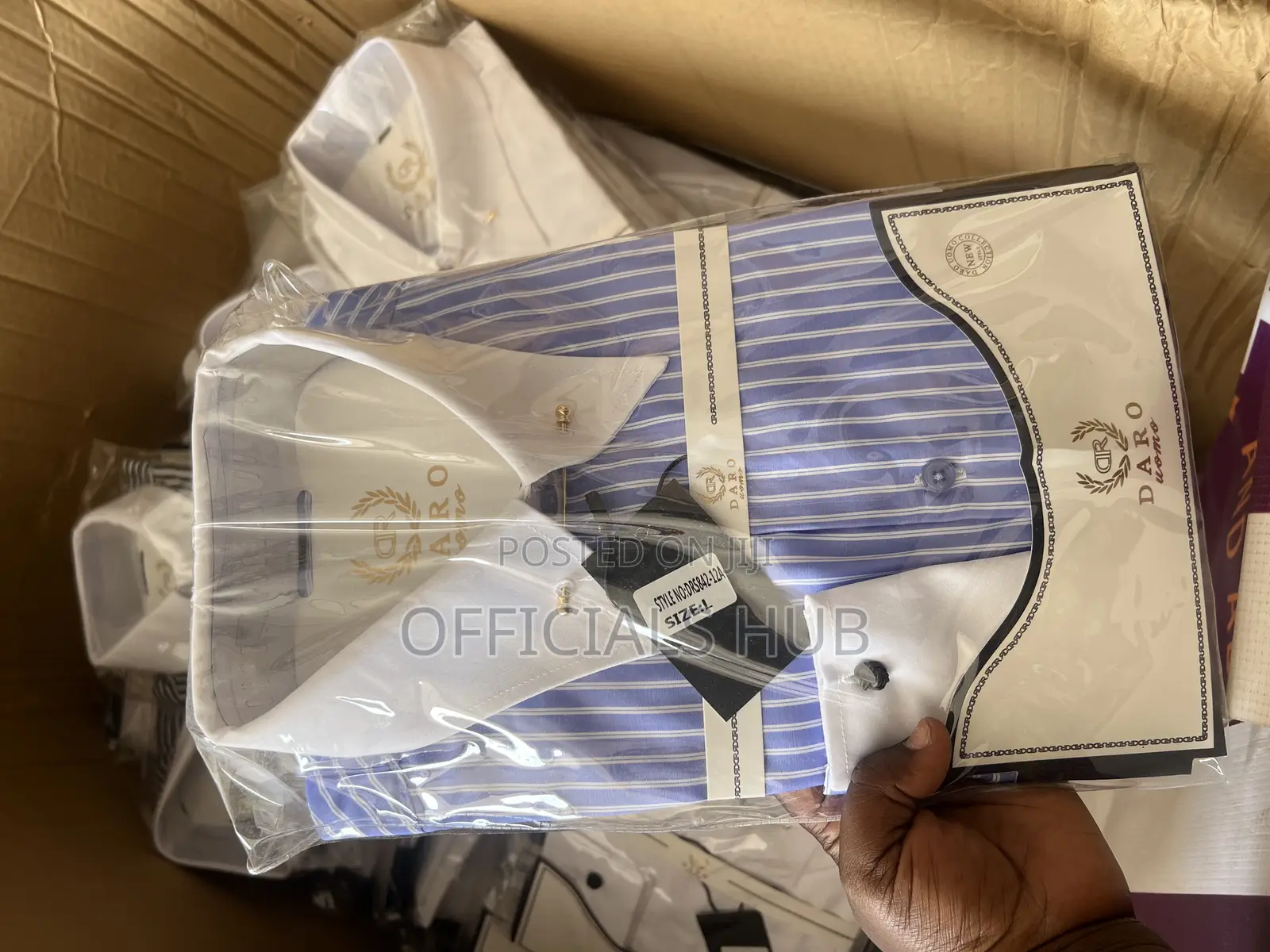 Men Deep and Light Blue Striped Long Sleeve Shirt