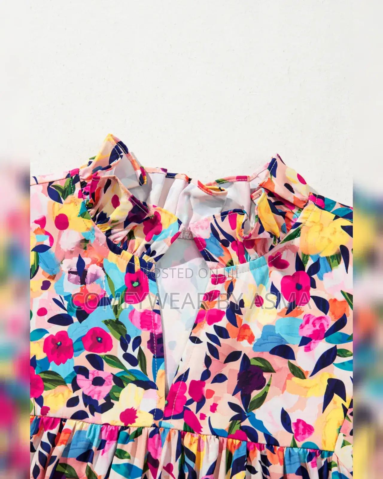 Mini Dress Floral Pink Puff Sleeve Rose