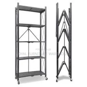 Tier Black Foldable Metal Storage Rack