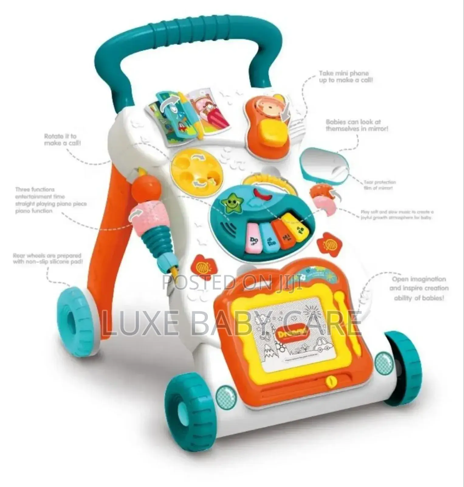 Baby Push Walker Walker With Adjustable Speed 3 in 1 - Multi