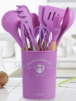 12 Piece Set Silicon Ladle -wooden Handle