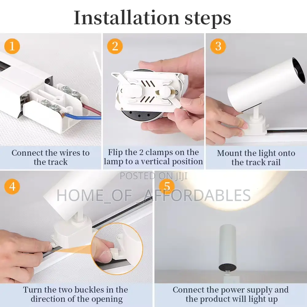 Track Light / Spot Light 4pcs With Rail Set (3 Lighting Mode)