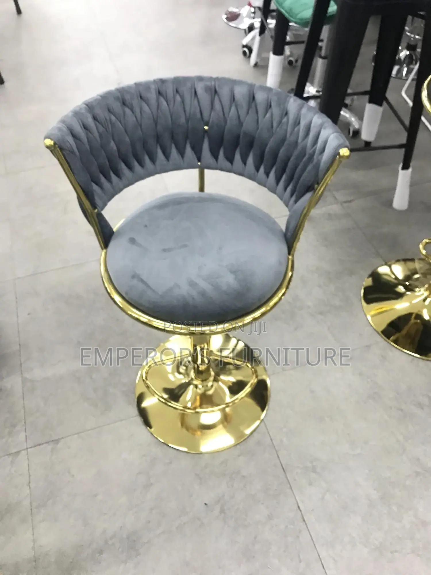Grey Bar Chairs With Gold Framing