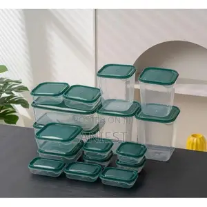 17-Piece Green-Lid Plastic Food Storage Container Set