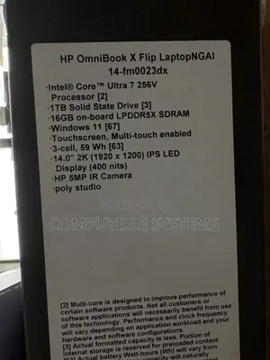 New Laptop HP OmniBook X Flip 14" 16GB Intel Core Ultra 7 SSD 1T