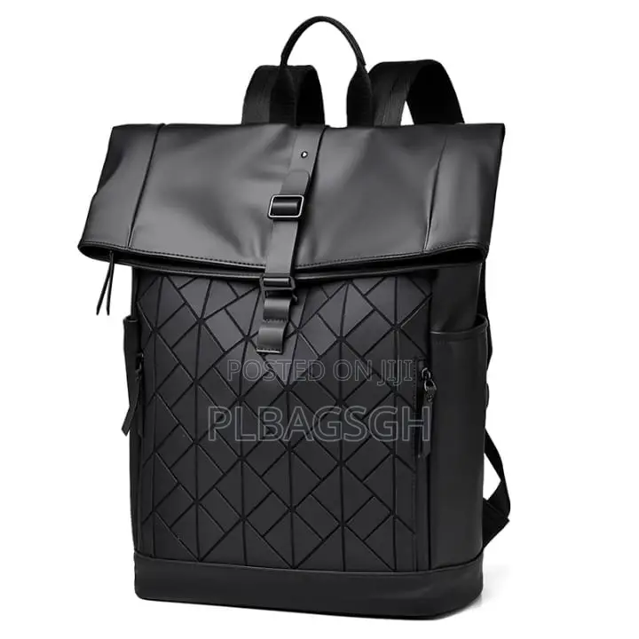 Potable Multi Fashionable Leather Backpack Black Color