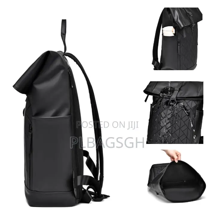 Potable Multi Fashionable Leather Backpack Black Color