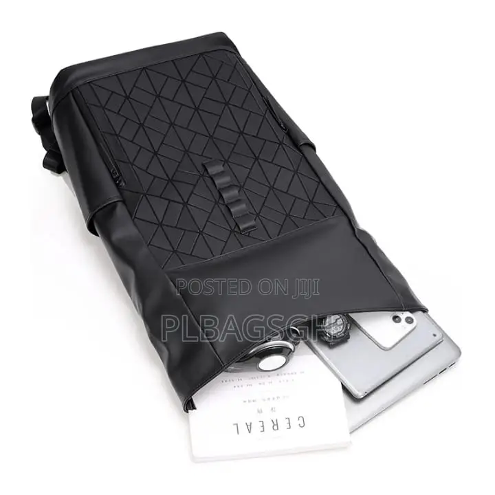 Potable Multi Fashionable Leather Backpack Black Color