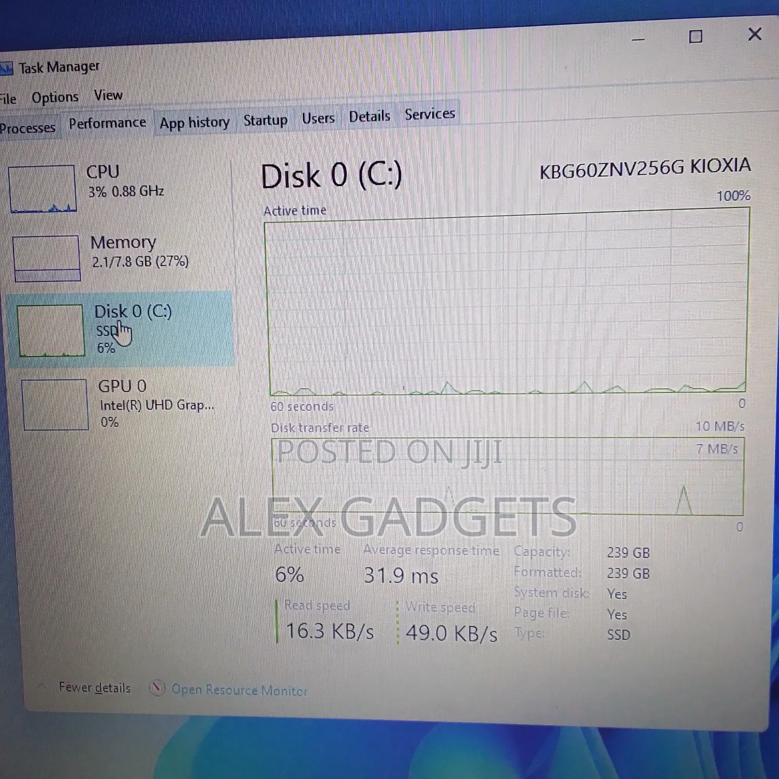 Laptop HP 8GB Intel SSD 256GB