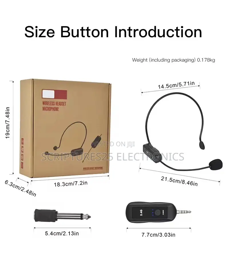2 in 1 Wireless Headset Mic – Clear Sound, Comfortable Fit *