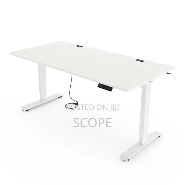 160x70 Electric Height Adjustable Table - Memory, Cup Headset Holder