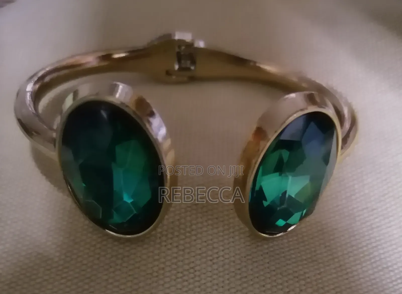 An Open Cuff Bangle Bracelet With Clear Crystal (Glass) Stones