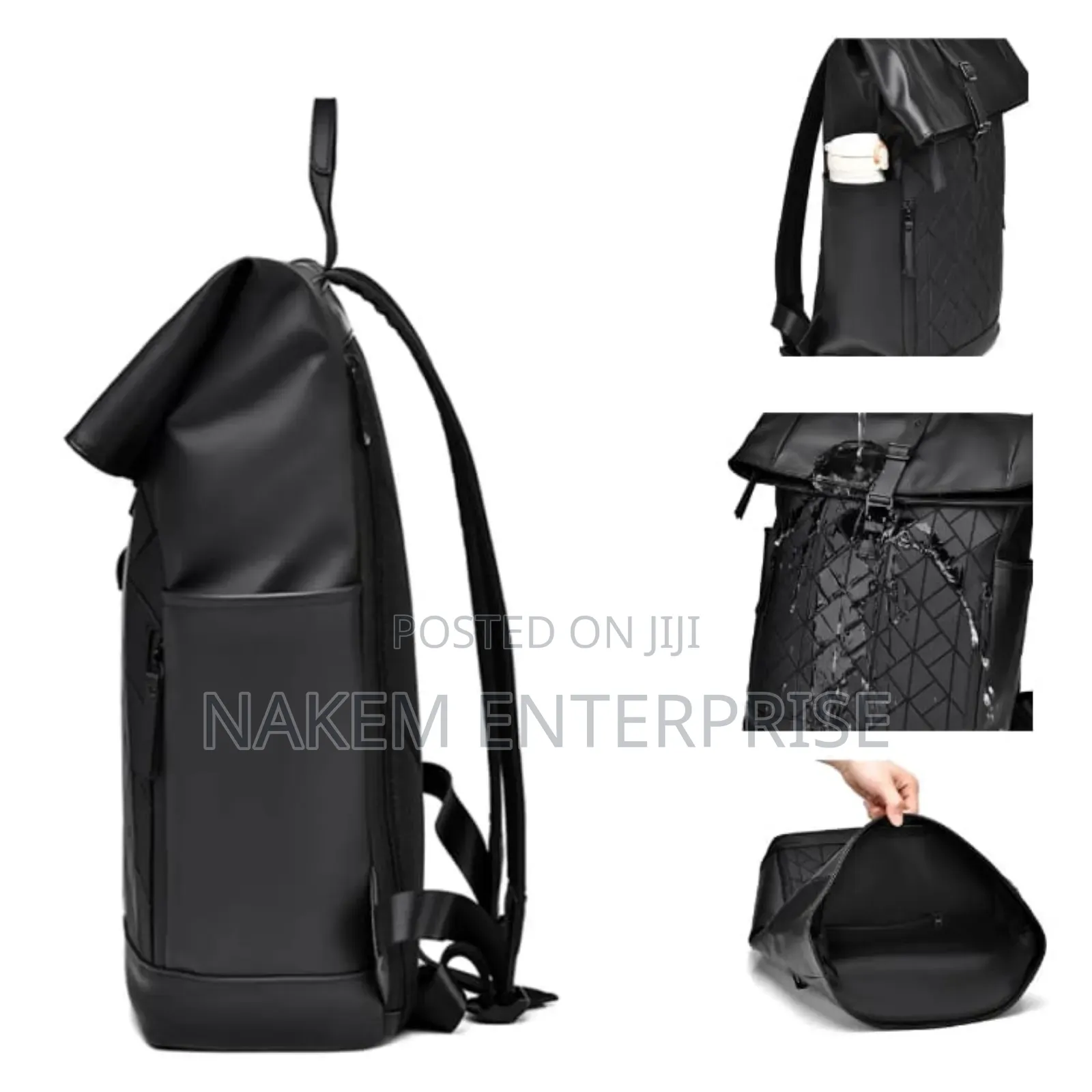 Roll Up Laptop Backpack Men Women Expandable 15.6 Inch Waterproof