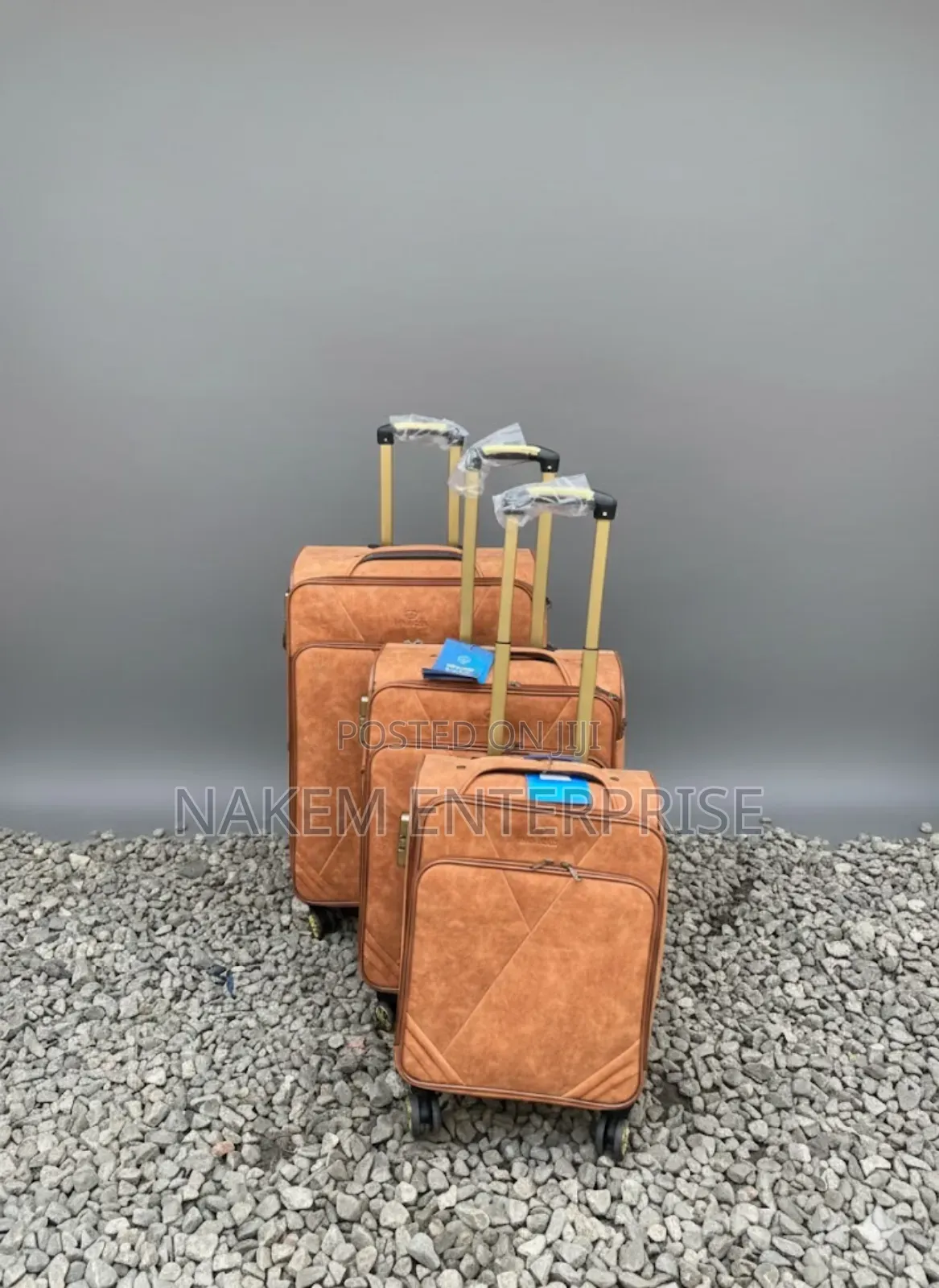 3in1 Brown Suede Leather Trolley Luggage With A Smooth Wheels