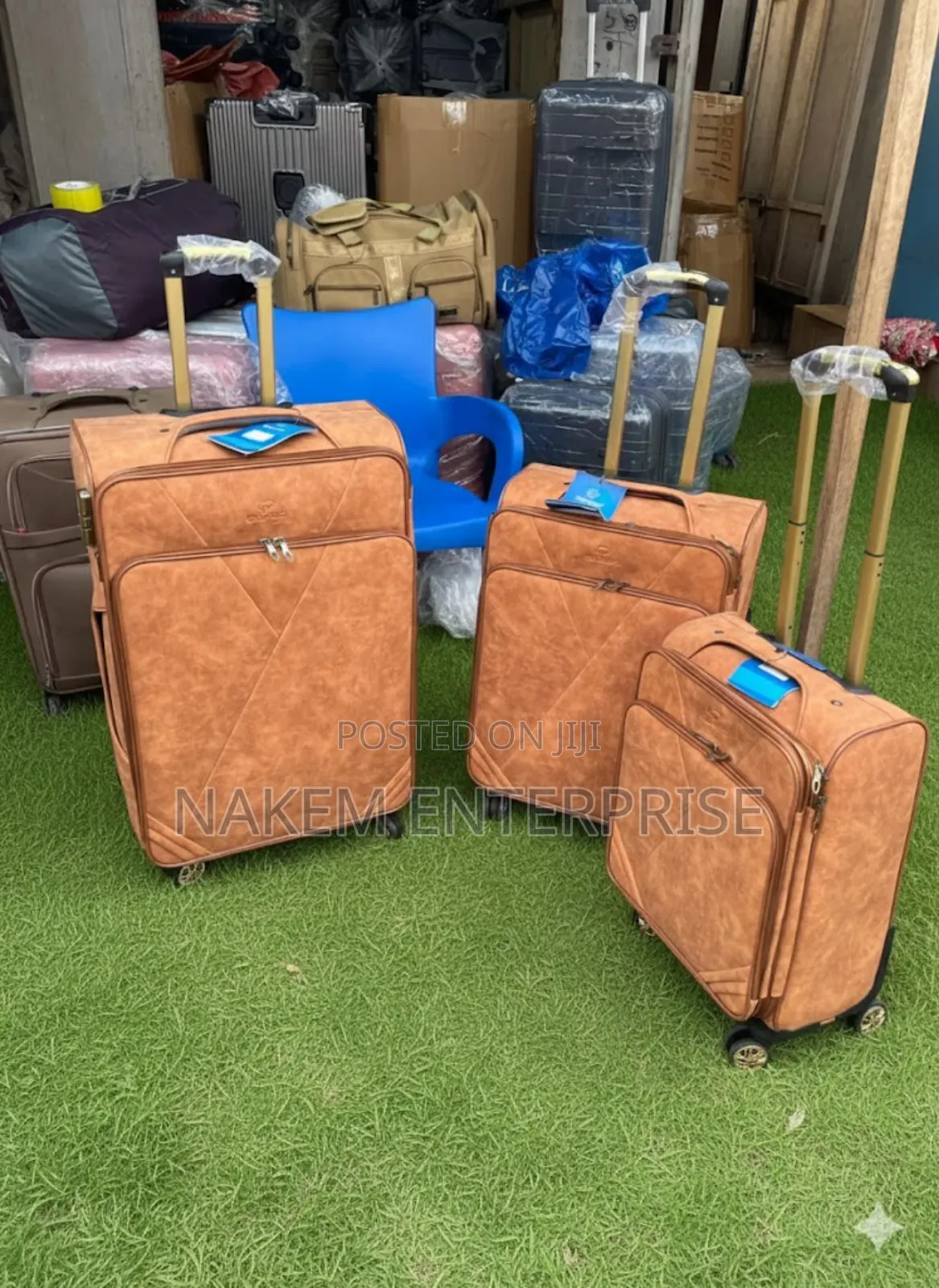 3in1 Brown Suede Leather Trolley Luggage With A Smooth Wheels