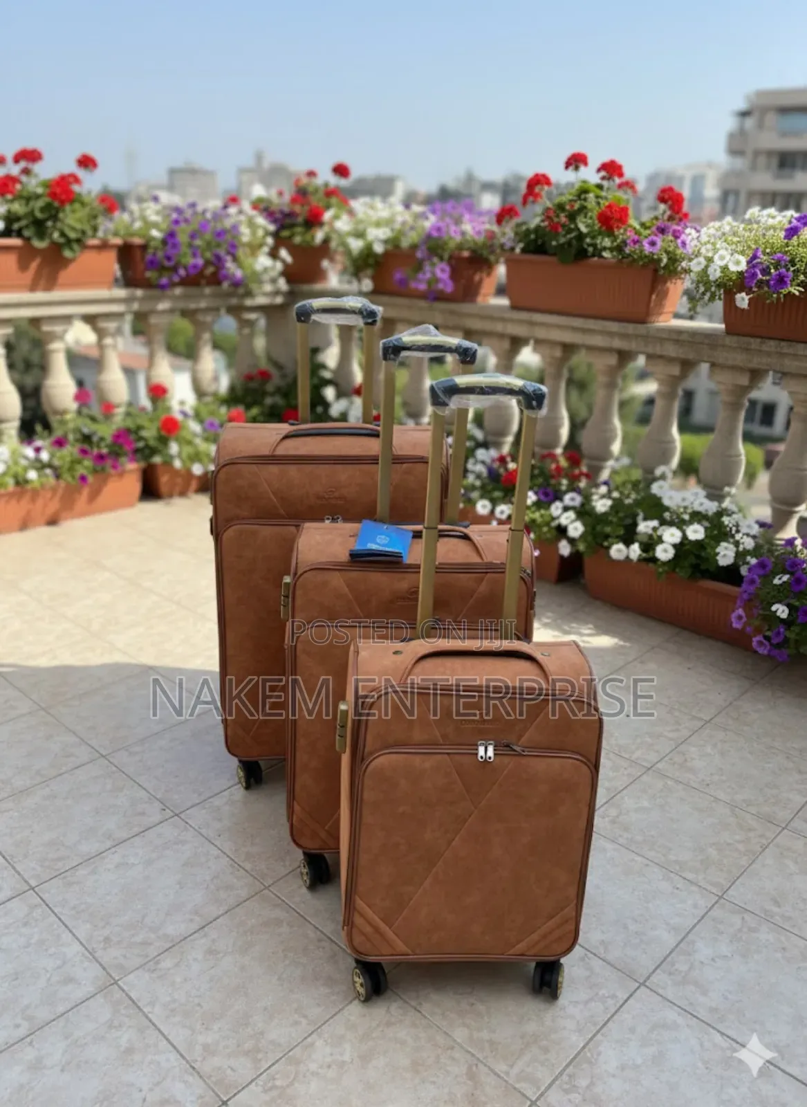 3in1 Brown Suede Leather Trolley Luggage With A Smooth Wheels