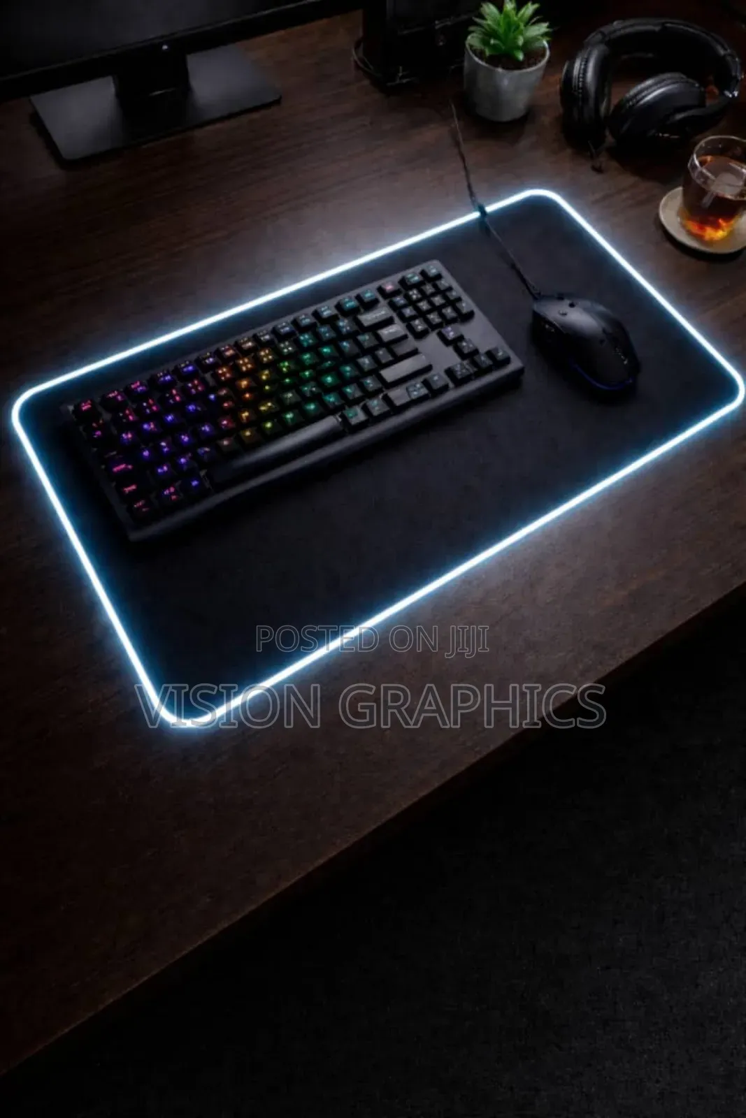 Argb Large Computer Gaming Deskpad Can Contain Both Keyboard and Mouse