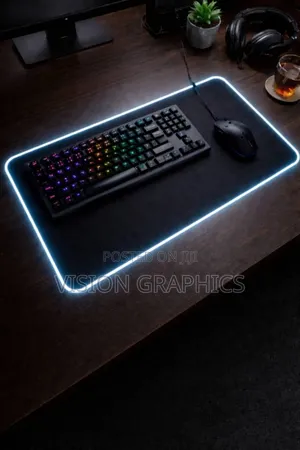 Argb Large Computer Gaming Deskpad Can Contain Both Keyboard and Mouse