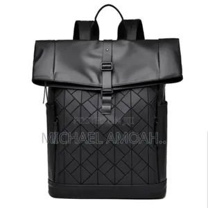 Portable Black Leather Backpack for 15-16 Inches Laptop