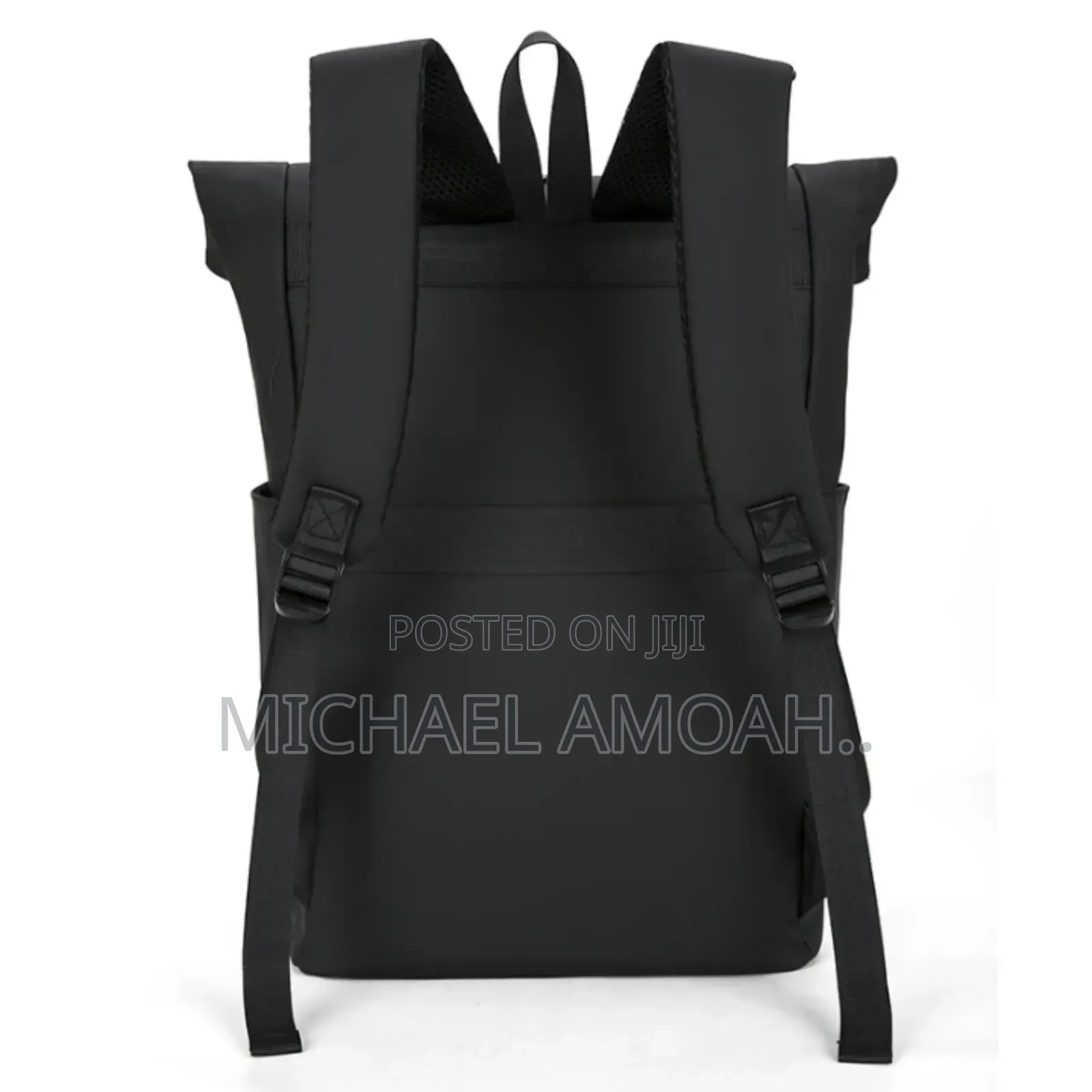 Portable Black Leather Backpack for 15-16 Inches Laptop