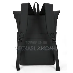 Portable Black Leather Backpack for 15-16 Inches Laptop