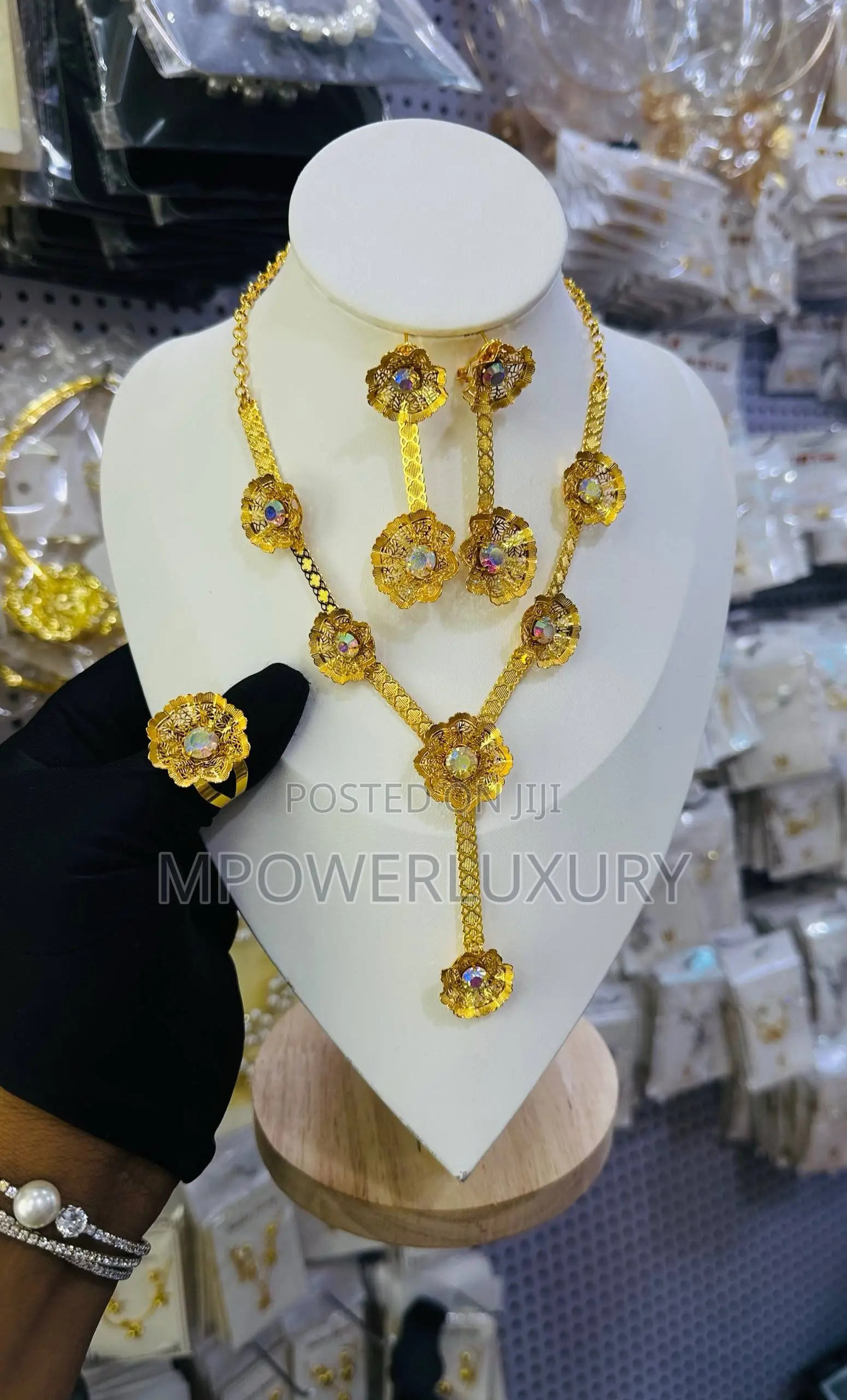 Blue Rays Flower Jewelry Set