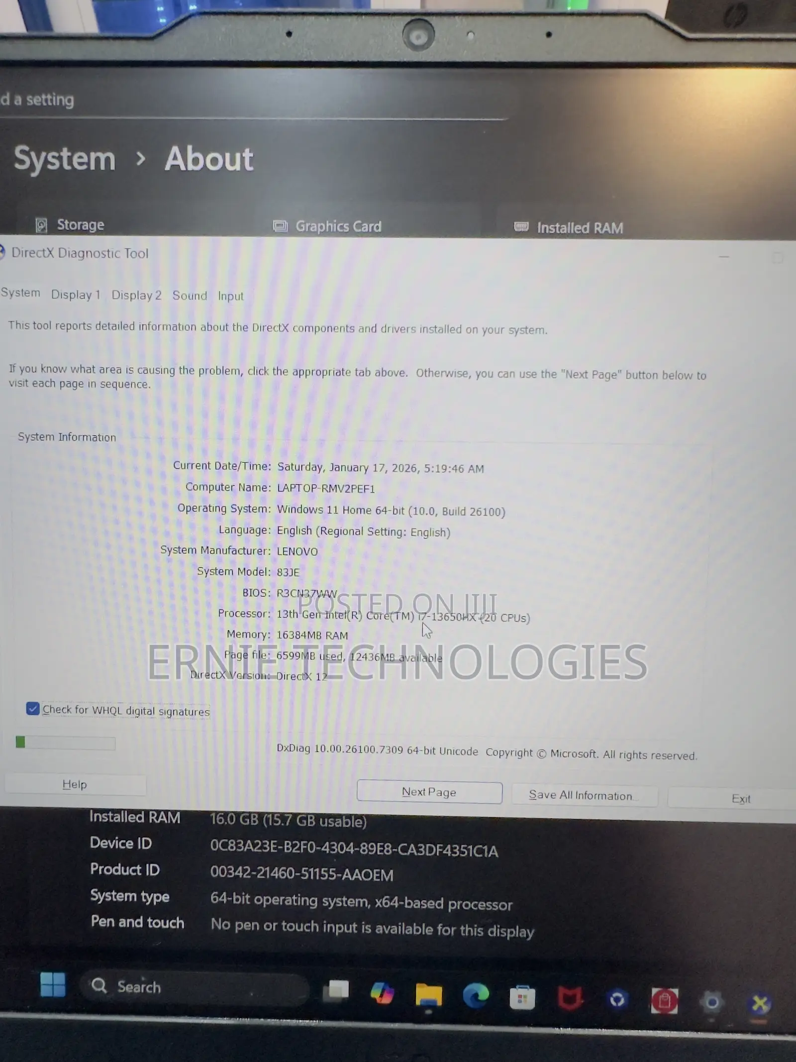 Laptop Lenovo LOQ 15IRH8 16GB Intel Core i7 SSD 512GB