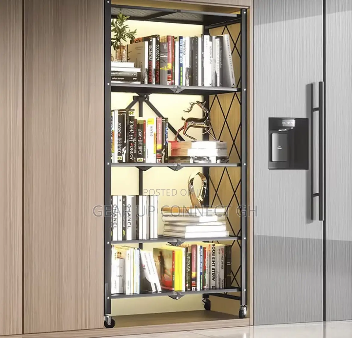 Five Tier Metal Folder Storage Rack With Wheels