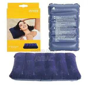 Inflatable Downy Blue Pillow – Soft Portable Travel Pillow