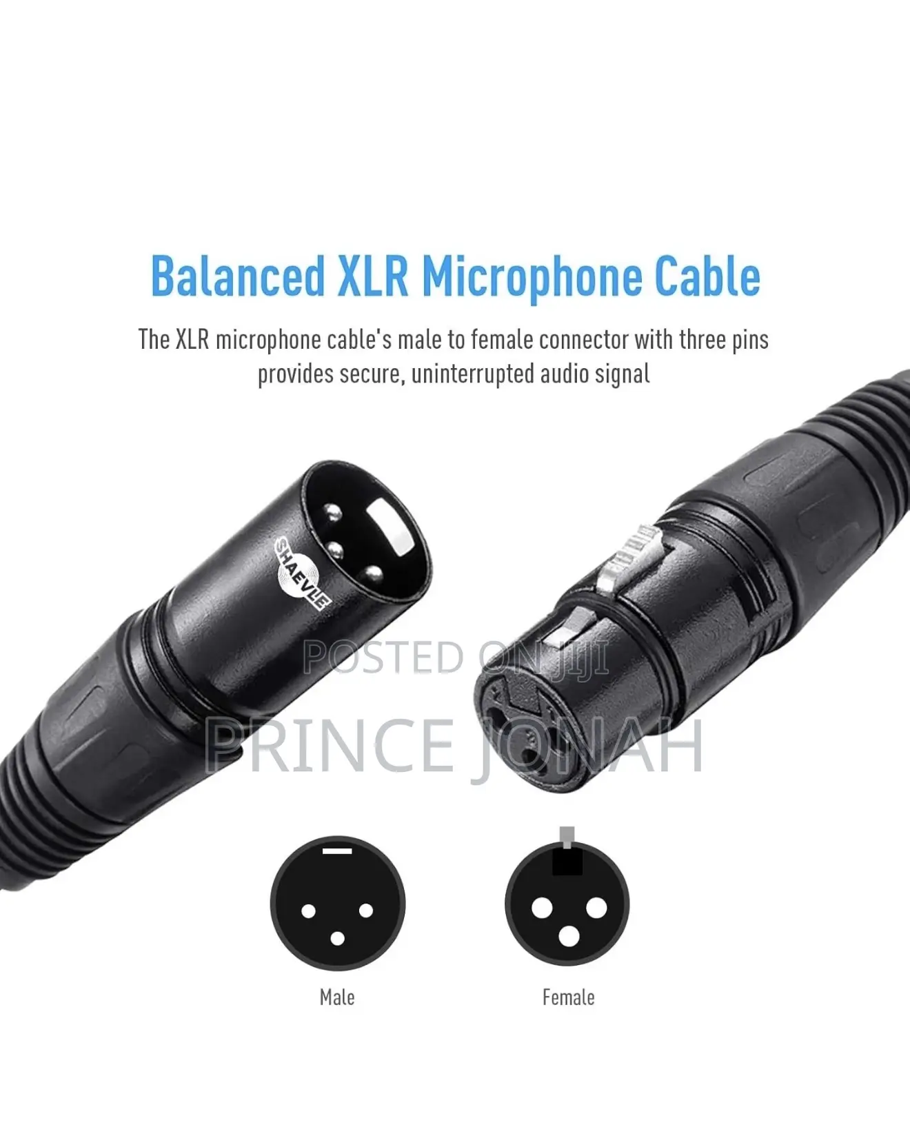 Shaevle 2m XLR Microphone Cable Male to Female 3 Pin Nylon Braided