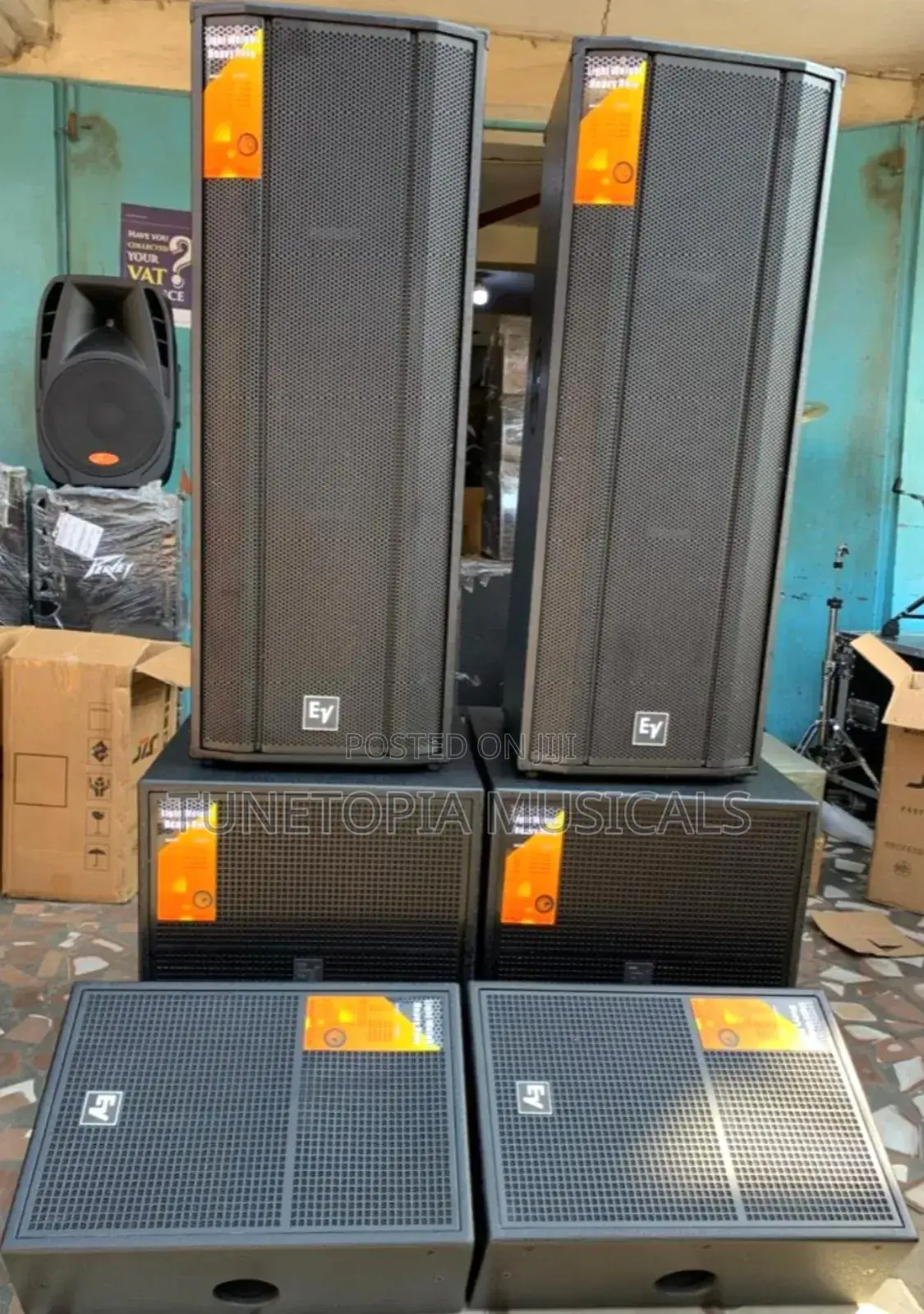 Electro-voice Pair Of Full Range, Single Bass And Stage Monitors