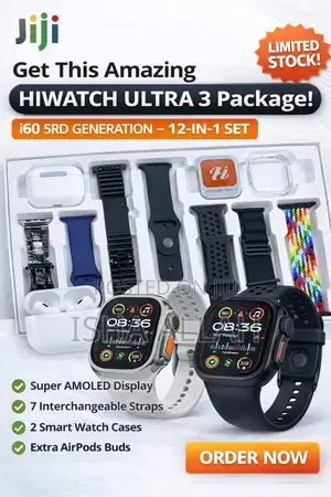 Hiwatch Ultra 3 Combo – 2 Watches + 2 Watch Cases +Airpods + 7 Straps