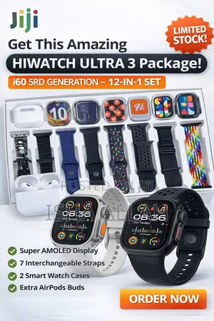 Hiwatch Ultra 3 Combo – 2 Watches + 2 Watch Cases +Airpods + 7 Straps