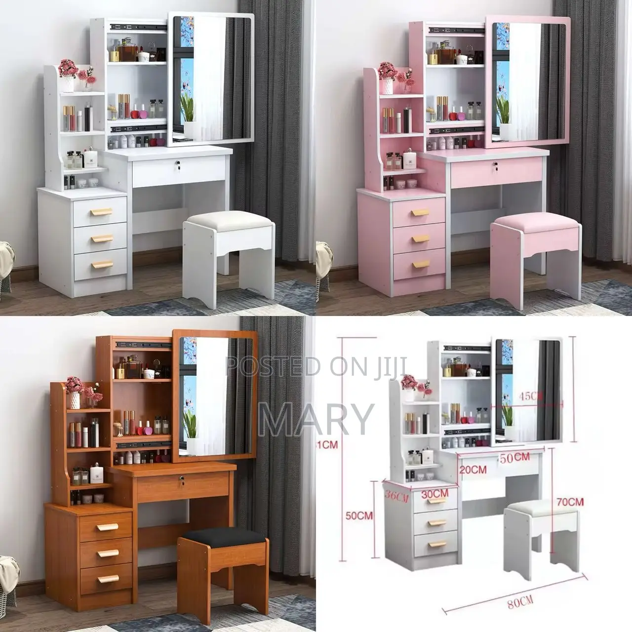 Vanity Dresser With Stool