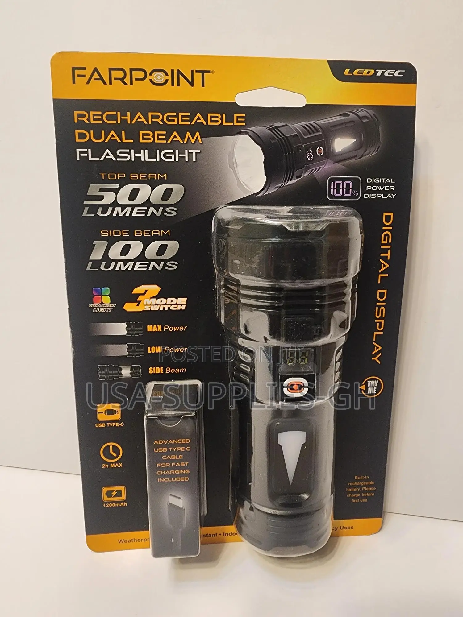Farepoint Rechargeable Dual Beam Flashlight From Usa