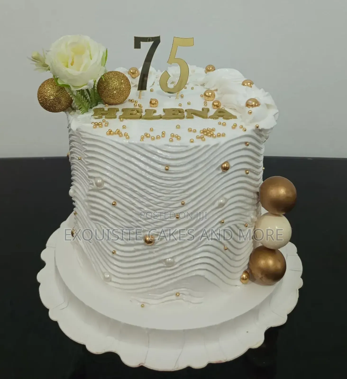 Classy White and Gold Cake for Mum, Order