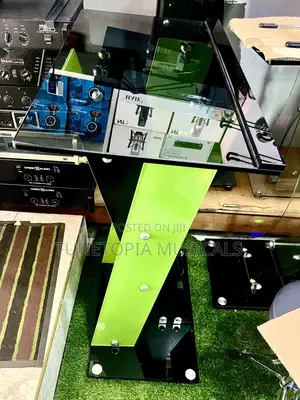 Glass Acrylic Pulpit With A Green Central Panel.