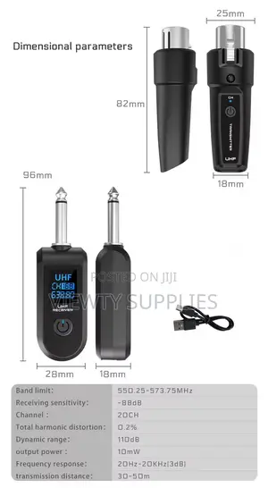 Xtuga S2 Uhf Wireless Microphone Converter XLR Transmitter Receiver
