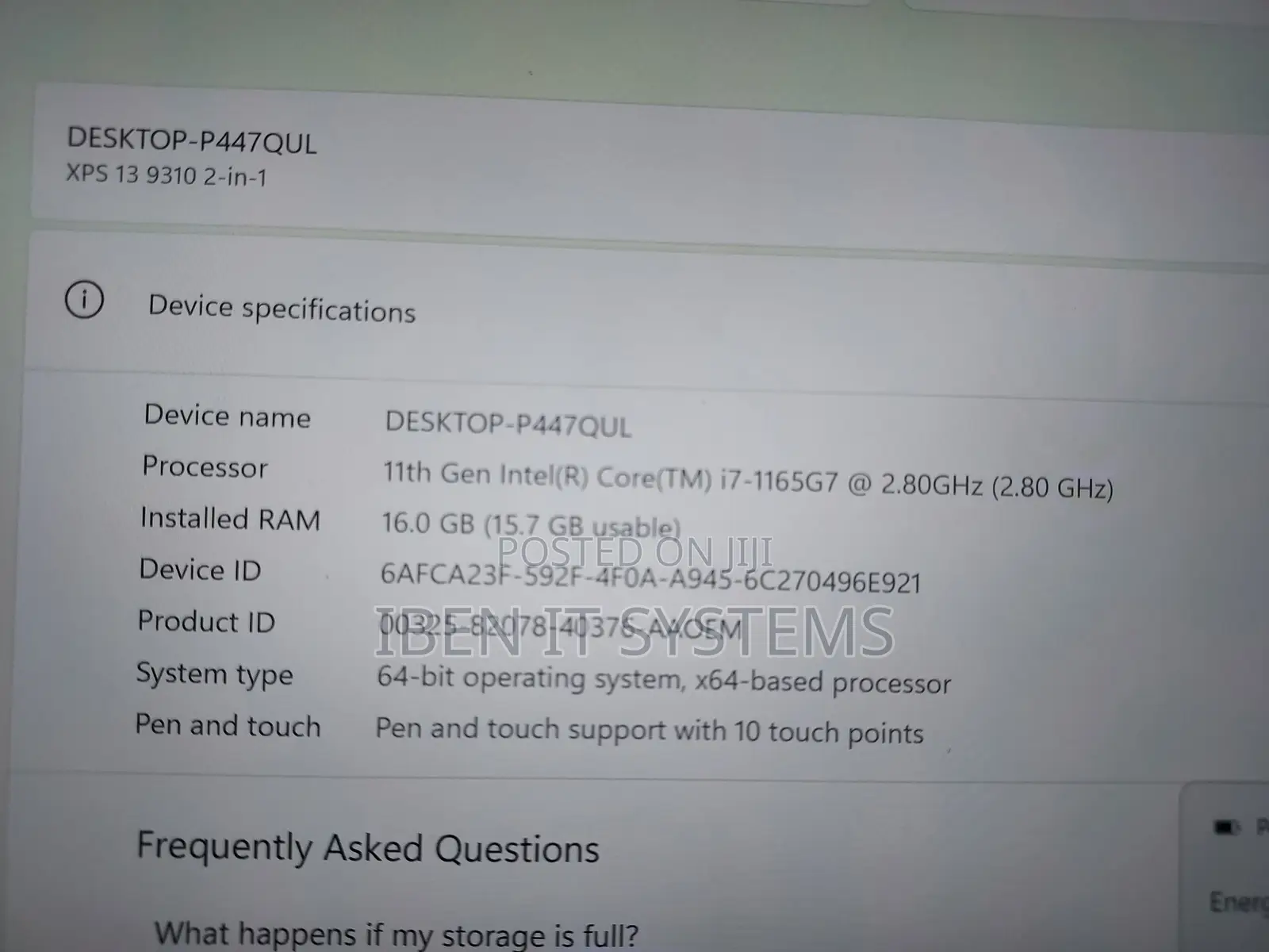 Laptop Dell XPS 13 9310 16GB Intel Core i7 SSD 1T