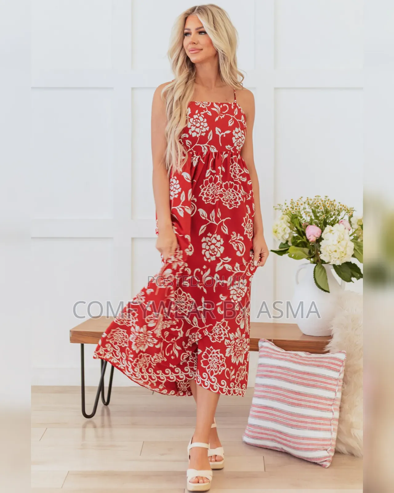 Red Floral Dress (Multiple Sizes Valentines