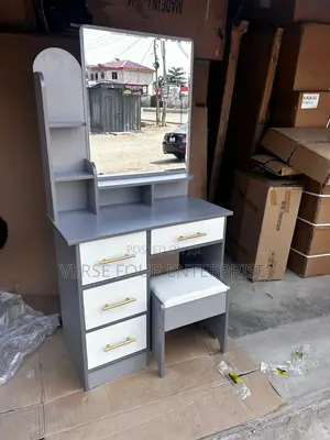 Modern Dressing Table With Mirror and Stool