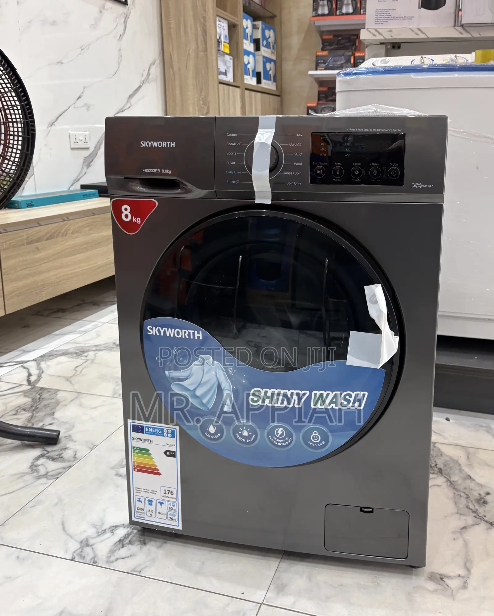 Shop Unique Skyworth 8kg Fully Auto Inverter Washing Machine(Gray) 