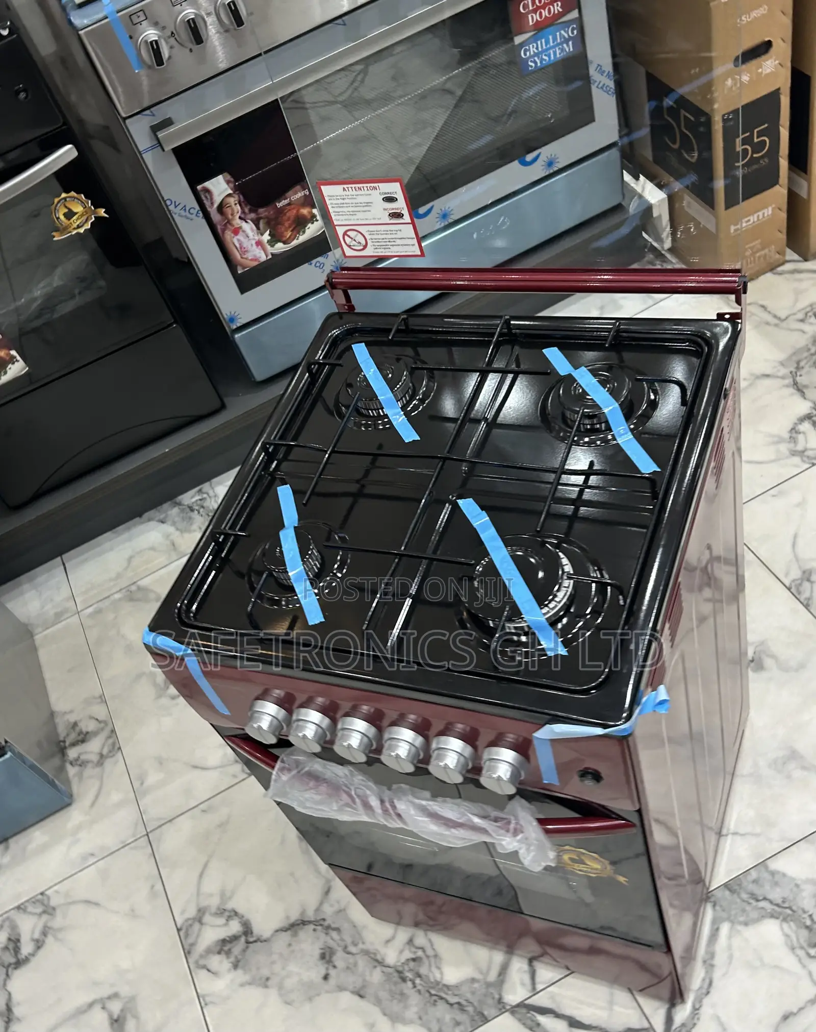 Purchase Red Electric 4 Gas Cooker Volcano 50x50 Oven