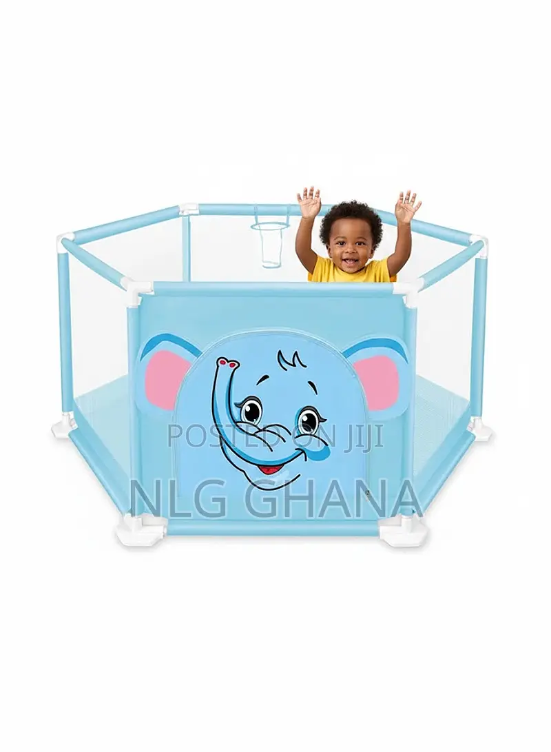 Hexagonal Baby Playpen With Transparent Mesh