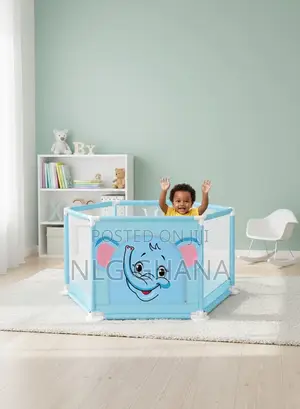 Hexagonal Baby Playpen With Transparent Mesh