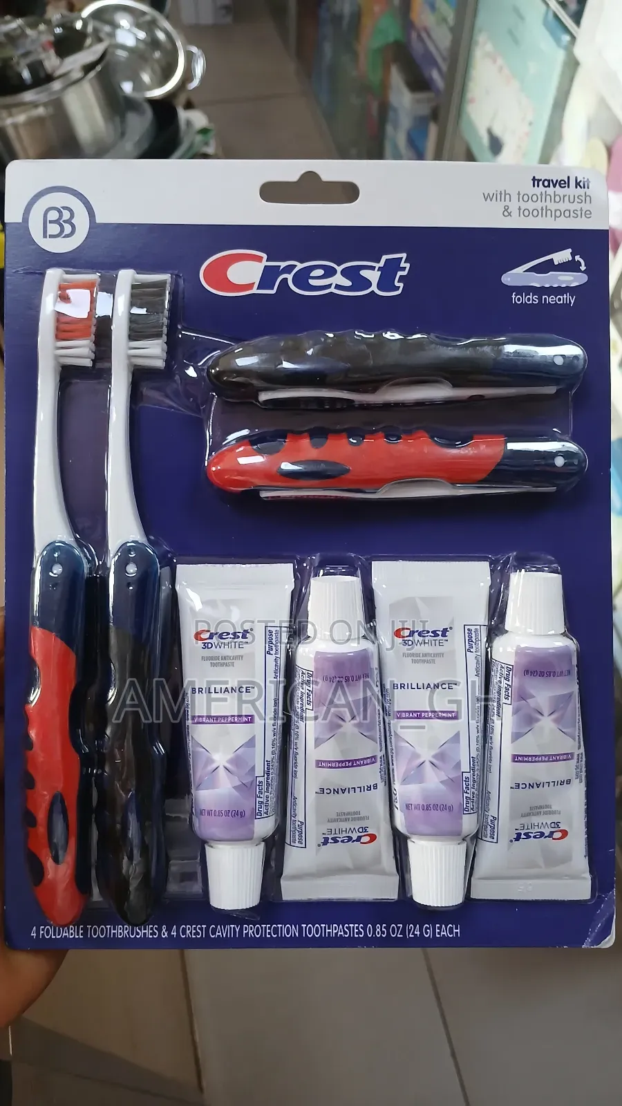 Crest Travel Kit Toothpaste and Toothbrush, 8pcs