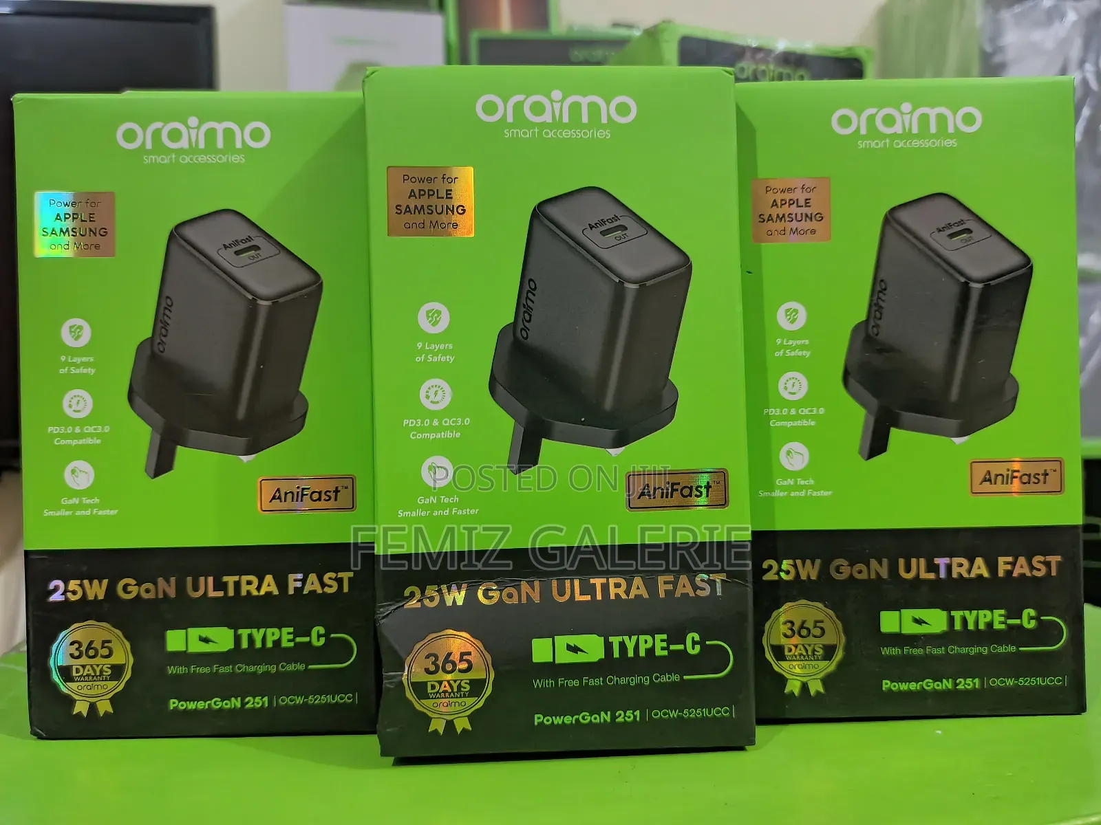 Oraimo Powergan 251 25w Gan Fast Mini Charger Set